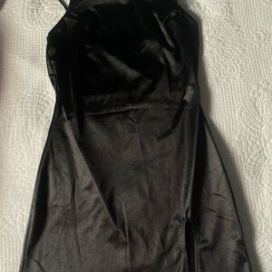 Fashion Nova Black Satin Dress